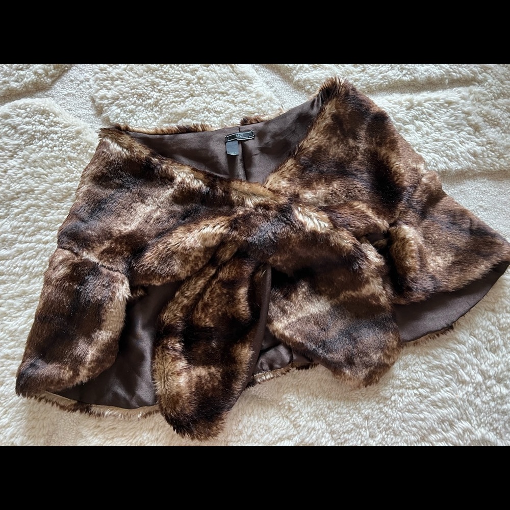 MNG Brown Faux Fur Wrap